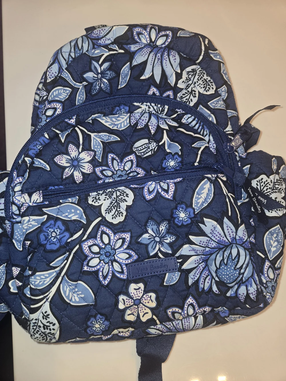 Vera Bradley Navy Floral Quilted Mini Backpack